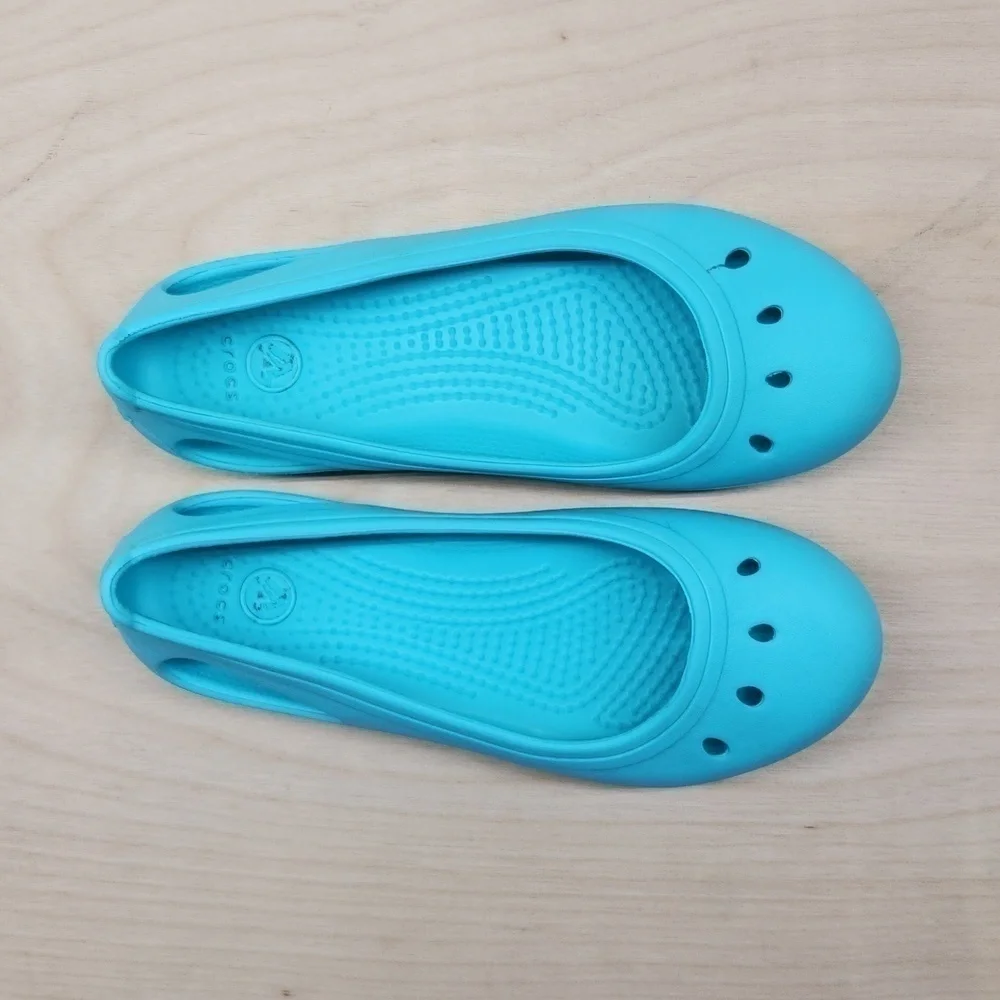 Crocs Kadee Flats Slip On Shoes Sandals Youth Sz J1 Teal 15610 NICE!
